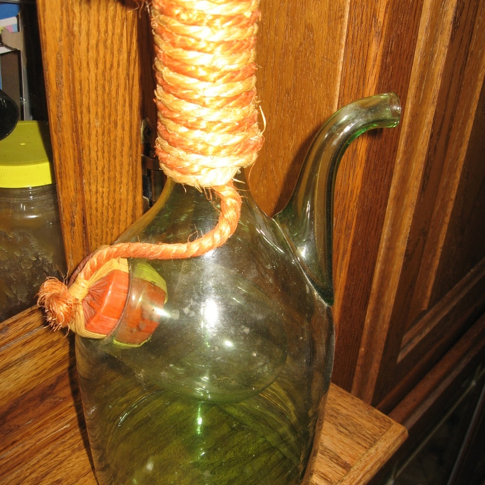 Vintage Italian Green Glass Wine Decanter Pitcher